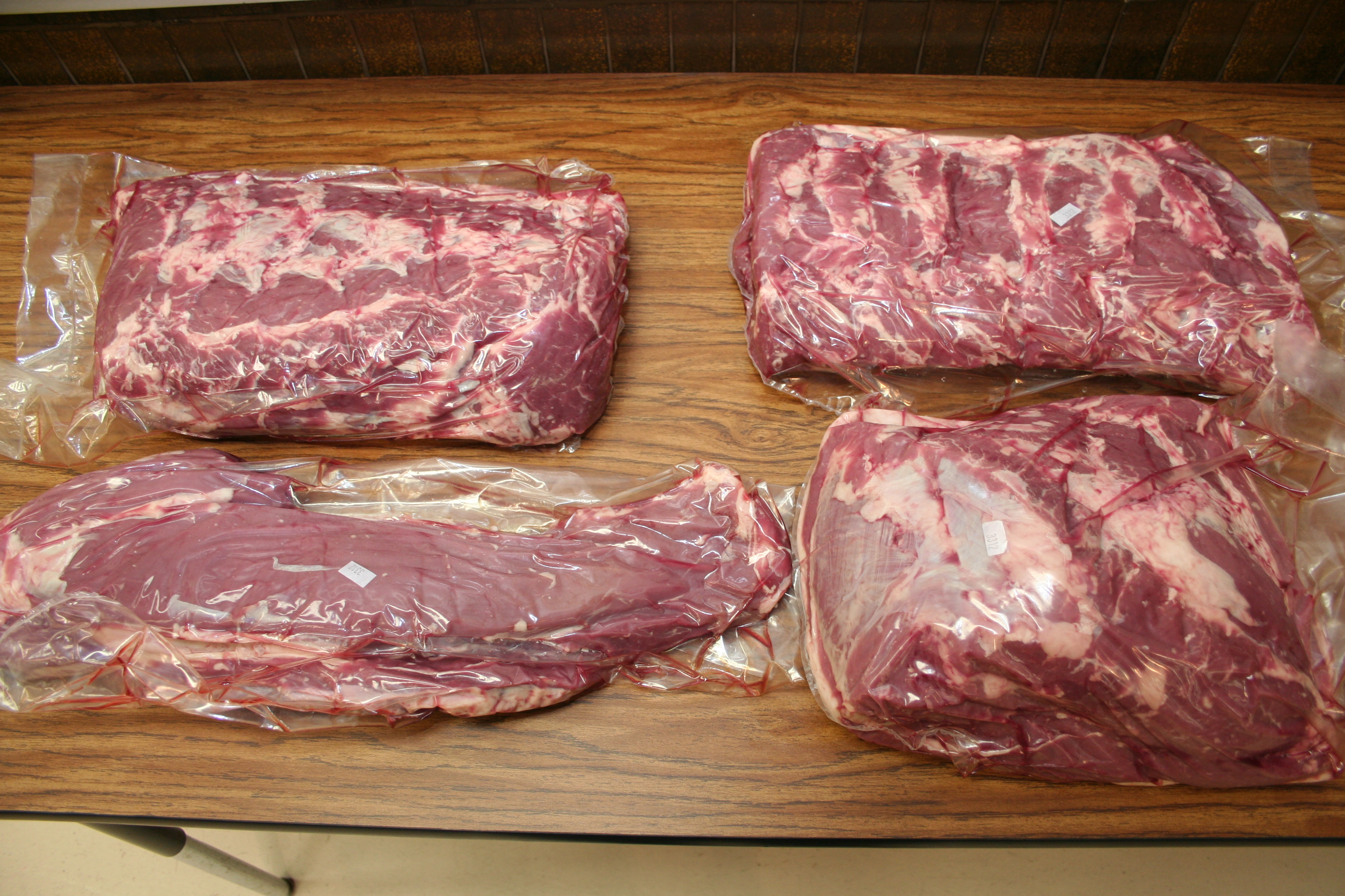 The middle meats — ribeye roll, lip-on; tenderloin; strip loin; top sirloin butt