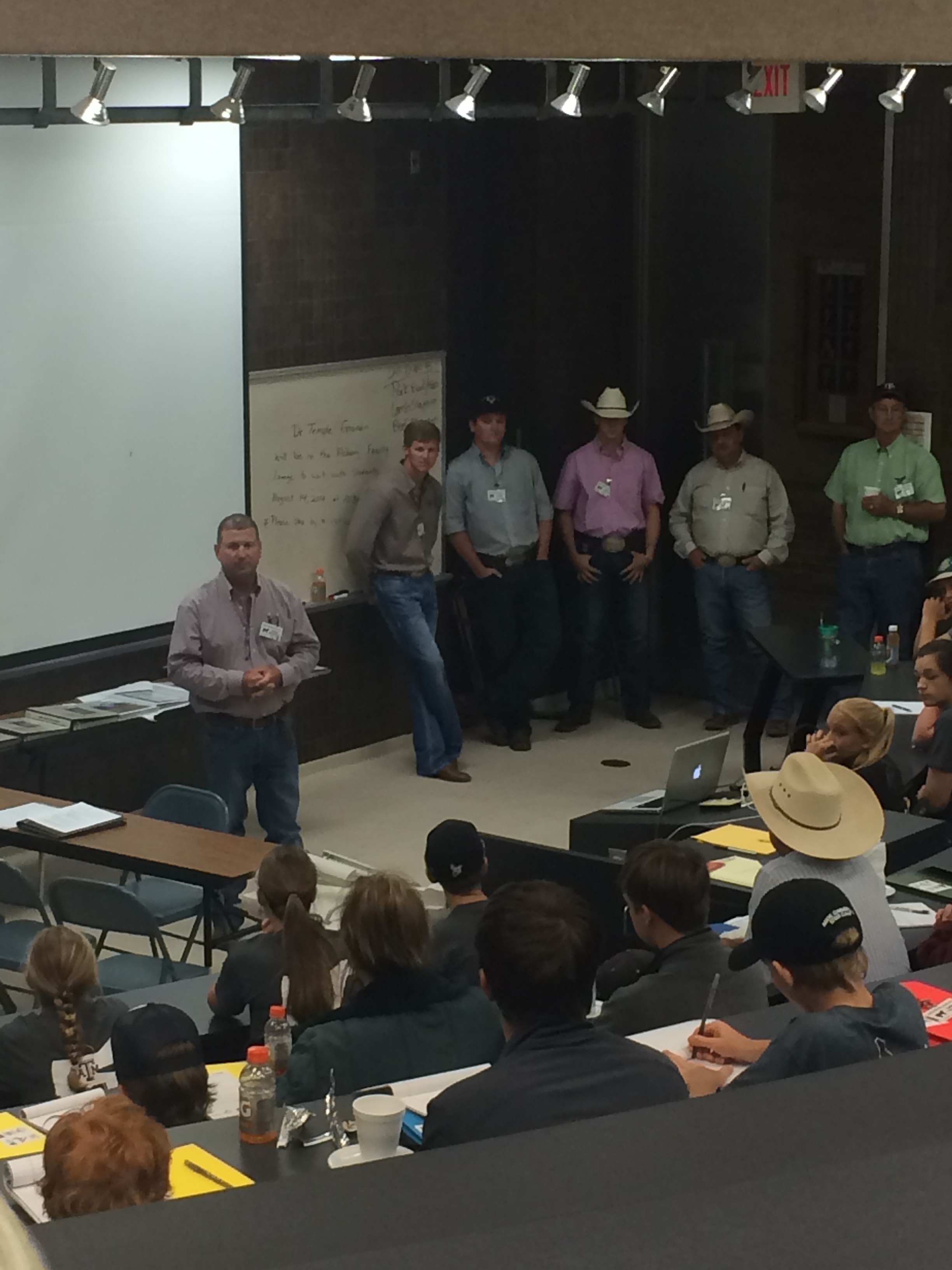 Past participants discussing segments of commercial steer contests