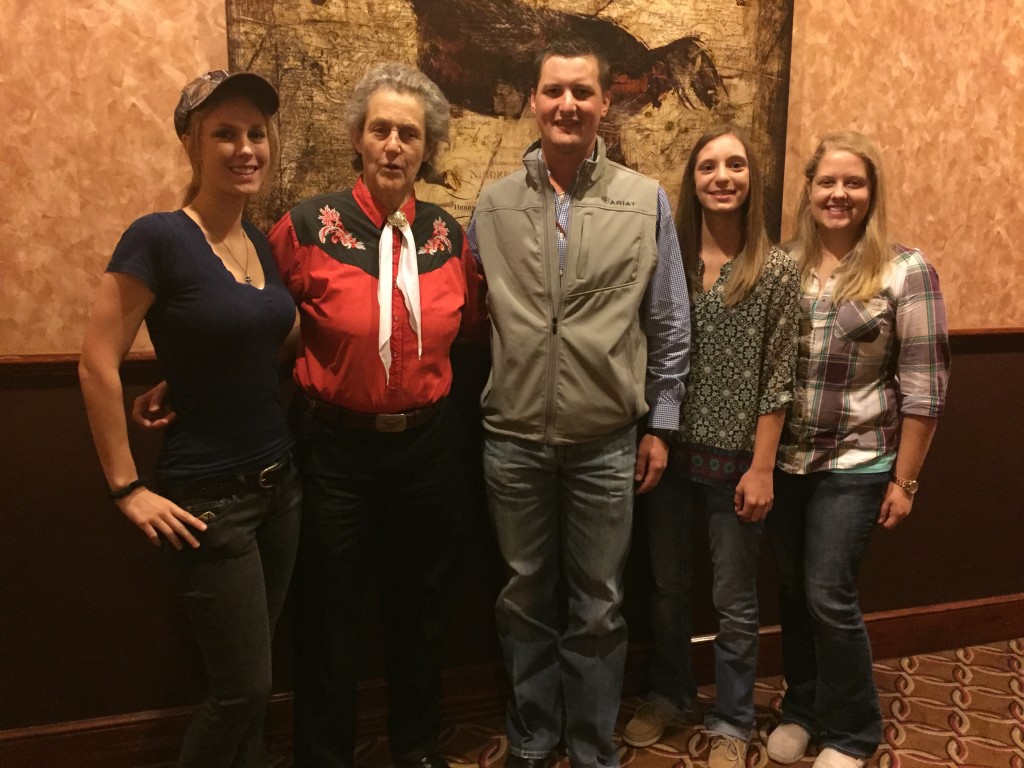 Emily Bauer, Dr. Temple Grandin, Cord Weinheimer, Kayla Stults, and Macee Prause