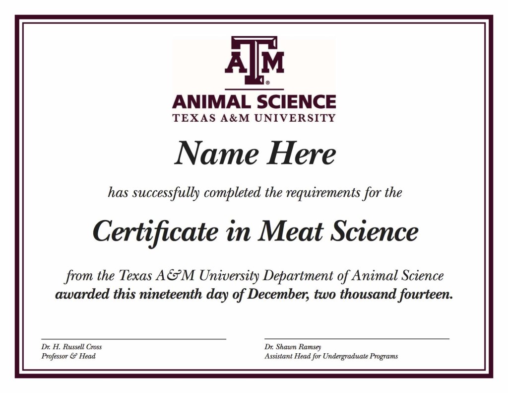 Certificate in Meat Science