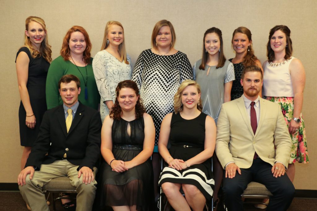 Bessire, and Dylan Tucker; Back row, Courtney Boykin (assistant coach), Katy Jo Nickelson, Micki Gooch, Jordan Hevner, Emily Mahalitc, Brogan Horton, and Clay Eastwood (coach)