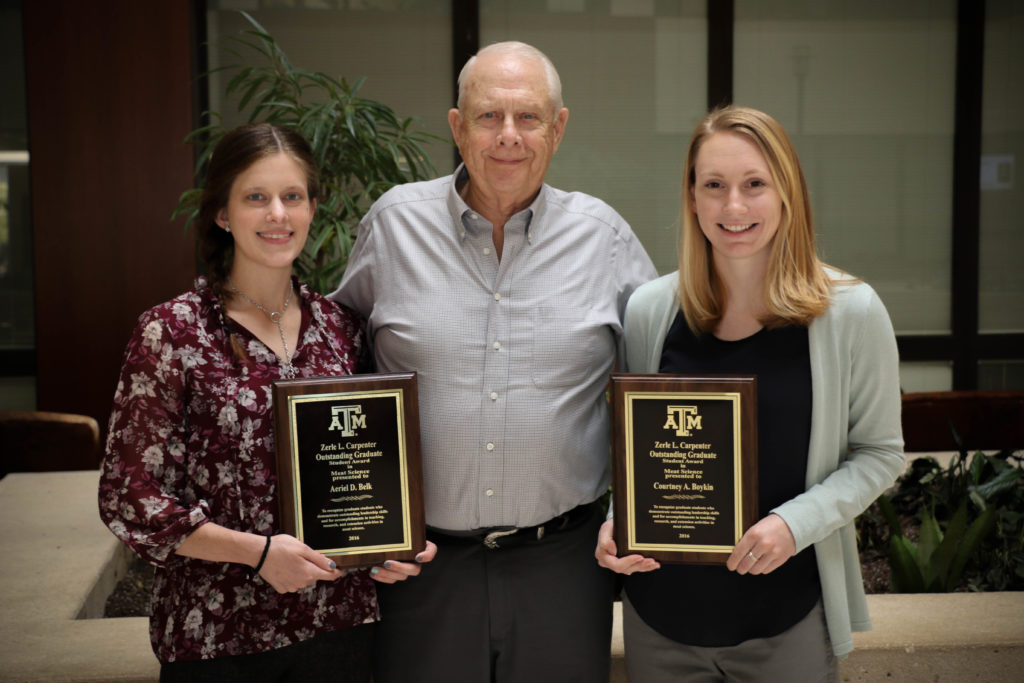 Aeriel Belk, Z.L. Carpenter, and Courtney Boykin; Carpenter Outstanding Graduate Student Award
