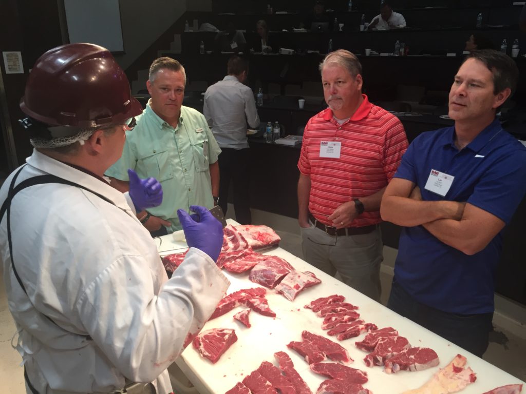 Davey Griffin discussing beef cuts to participants at the Center of the Plate Training sponsored by the North American Meat Institute