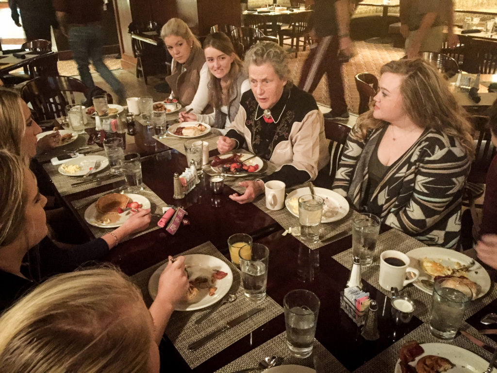 Dr. Grandin dining with students