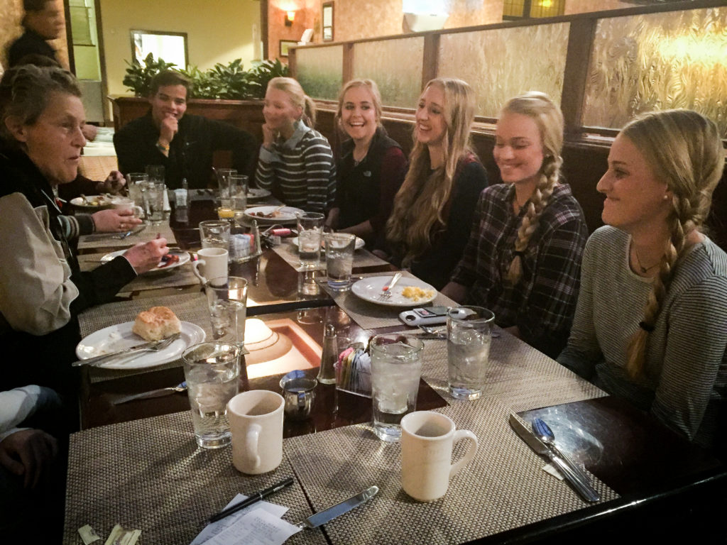 Dr. Grandin dining with students