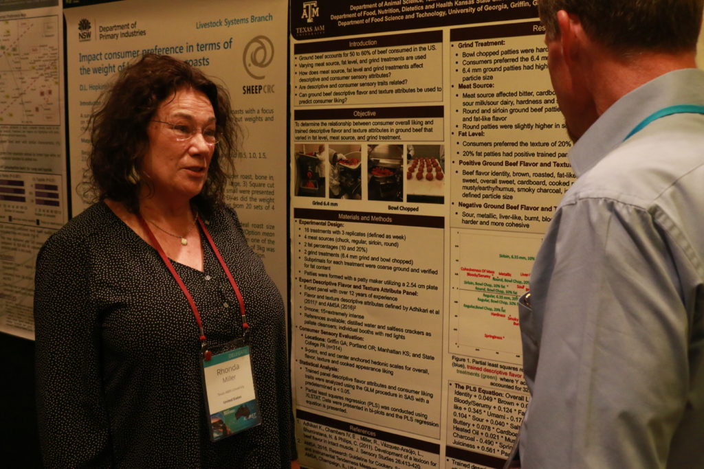 Rhonda Miller discussing her poster at the 64th International Congress of Meat Science and Technology in Melbourne, Australia