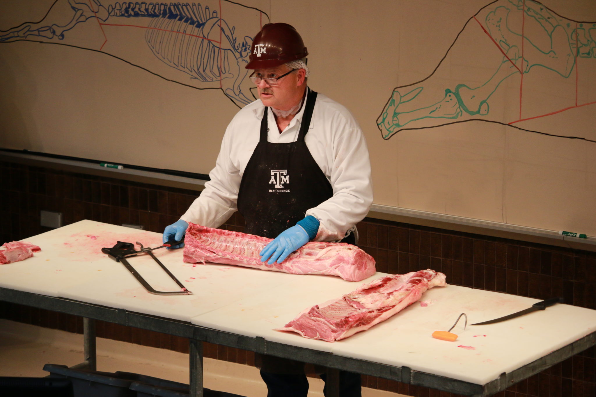 Davey Griffin talking about pork loin fabrication at the Center of the Plate Workshop